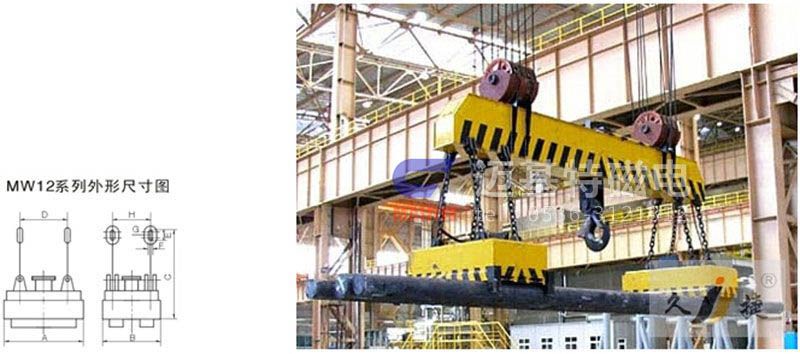 MW12系列、MW15系列吊運(yùn)捆扎螺紋鋼、圓鋼用起重電磁鐵